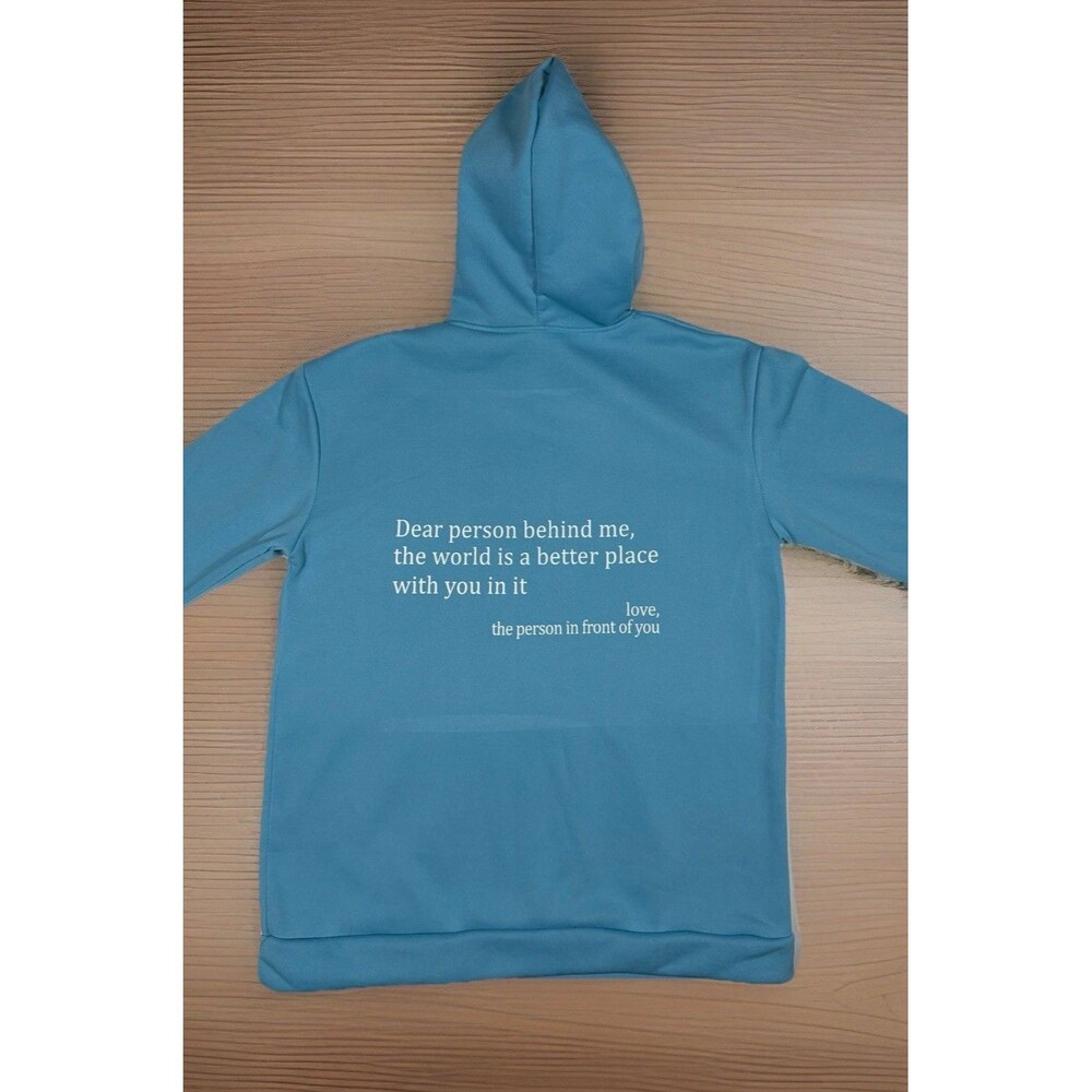 Dear Person Behind Me Hoodie Unisex XL Blue You Are Enough Graphic Pullover - Picture 5 of 9
